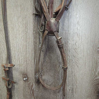 Rsd/FS Padded Monocrown Bridle, Bling, Rubbber Lined Reins, Charm *gc, dirty, dry, stiff, rubs, mismatched, scratches, threads, edge scrapes
