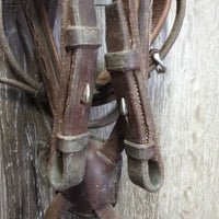 Rsd/FS Padded Monocrown Bridle, Bling, Rubbber Lined Reins, Charm *gc, dirty, dry, stiff, rubs, mismatched, scratches, threads, edge scrapes
