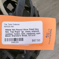 Round Slow Feed Hay Net, Top Rope *gc, clean, stained, residue, faded, rubs, replaced rope
