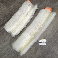 2 Halter Sheepskin Fuzzies, velcro *1: xc/like new, 1: clean, clumpy, mnr stains
