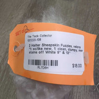 2 Halter Sheepskin Fuzzies, velcro *1: xc/like new, 1: clean, clumpy, mnr stains
