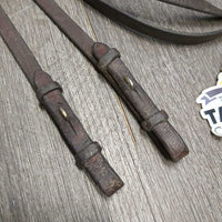 Soft Narrow Curb Reins *gc, clean, & dirty, dry, stiff, residue, stains, creases
