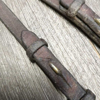 Soft Narrow Curb Reins *gc, clean, & dirty, dry, stiff, residue, stains, creases
