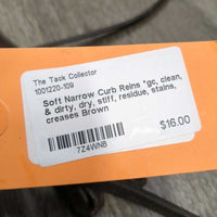 Soft Narrow Curb Reins *gc, clean, & dirty, dry, stiff, residue, stains, creases

