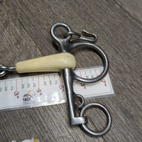 Jointed Plastic SS Pelham, chain *vgc, clean, stains, chews, mnr rough spots
