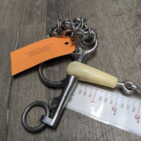 Jointed Plastic SS Pelham, chain *vgc, clean, stains, chews, mnr rough spots
