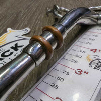 SS Rotating Mullen Mouth Pelham Bit, center copper rings, chain, hooks *xc, clean, mnr scuffs
