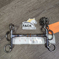 SS Rotating Mullen Mouth Pelham Bit, center copper rings, chain, hooks *xc, clean, mnr scuffs
