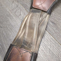 Small Belly Girth, 2x Long Elastic, D Ring, Strap *fair, UNSTITCHED ends, peeled, stains, clean, rubs, discolored, hairy seams, elastic: stretched & hole
