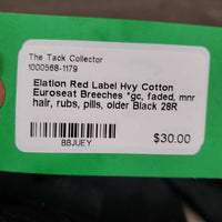 Hvy Cotton Euroseat Breeches *gc, faded, mnr hair, rubs, pills, older
