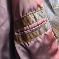 Vintage Hvy Leather Jacket, Buttons *gc, mnr rubs & stains, thick smoke smell/residue, edge rubs
