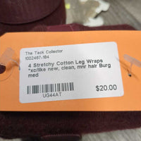 4 Stretchy Cotton Leg Wraps *xc/like new, clean, mnr hair
