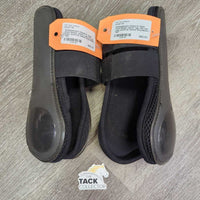 Pr Open Front Boots, velcro *vgc, mnr hair, rubs, scuffs & residue
