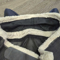 Hvy Mesh Fly Mask, Hvy Fleece Edges, ears *gc/fair, clean, older, faded, sm holes, rubs, frays & discolored spots, clumpy & thin fleece
