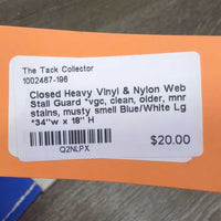 Closed Heavy Vinyl & Nylon Web Stall Guard *vgc, clean, older, mnr stains, musty smell
