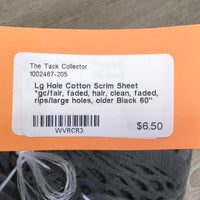 Lg Hole Cotton Scrim Sheet *gc/fair, faded, hair, clean, faded, rips/large holes, older

