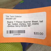 Fleece Quarter Sheet, tail *gc, faded, clumpy, hair, stains residue
