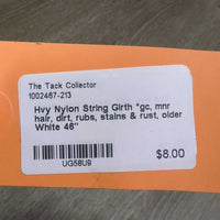 Hvy Nylon String Girth, Roller Buckles *gc, mnr hair, dirt, rubs, stains & rust, older
