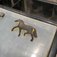 Plastic 2 Drawer Organizer, foam horse deco *gc/fair, dirty, hair, scratched, scuffed, residue
