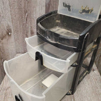 Plastic 2 Drawer Organizer, foam horse deco *gc/fair, dirty, hair, scratched, scuffed, residue
