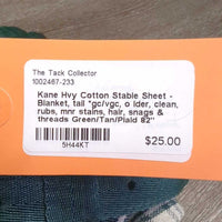 Hvy Cotton Stable Sheet - Blanket, tail *gc/vgc, older, clean, rubs, mnr stains, hair, snags & threads
