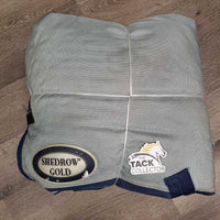 Med Hi Neck Winter Blanket, 2 legs *vgc, clean, older, wpf, mnr rubs, dirt, stains, pills, faded, hair, repairs, unstitched, marks
