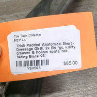 Thick Padded Anatomical Short - Dressage Girth, 2x Els *gc, v.dirty, creases & hollow spots, hair, fading
