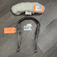 Leather Covered Bike Chain Hackamore *fair, clean & dirt, v.rusty, cracked, stiff & 100% Wool/Sheepskin Nose *xc, mnr rubs & stains
