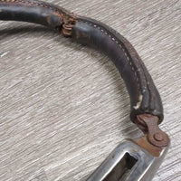 Leather Covered Bike Chain Hackamore *fair, clean & dirt, v.rusty, cracked, stiff & 100% Wool/Sheepskin Nose *xc, mnr rubs & stains
