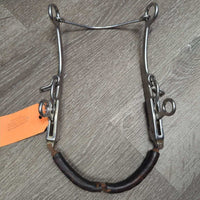 Leather Covered Bike Chain Hackamore *fair, clean & dirt, v.rusty, cracked, stiff & 100% Wool/Sheepskin Nose *xc, mnr rubs & stains
