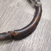 Leather Covered Bike Chain Hackamore *fair, clean & dirt, v.rusty, cracked, stiff & 100% Wool/Sheepskin Nose *xc, mnr rubs & stains

