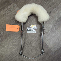 Leather Covered Bike Chain Hackamore *fair, clean & dirt, v.rusty, cracked, stiff & 100% Wool/Sheepskin Nose *xc, mnr rubs & stains
