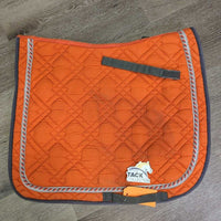 Quilt Dressage Pad, piping *gc, clean, pills, mnr stains, puckers, rubs, faded, unstitched, threads
