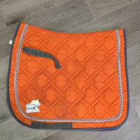 Quilt Dressage Pad, piping *gc, clean, pills, mnr stains, puckers, rubs, faded, unstitched, threads
