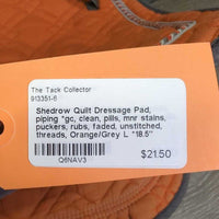 Quilt Dressage Pad, piping *gc, clean, pills, mnr stains, puckers, rubs, faded, unstitched, threads
