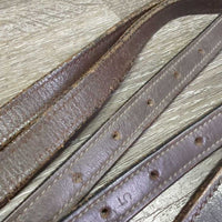 Narrow Thick Nylon Lined Stirrup Leathers *gc/fair, stiff, dry, cracks, dents, rusty buckles, peeled & scraped, torn holes
