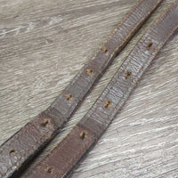 Narrow Thick Nylon Lined Stirrup Leathers *gc/fair, stiff, dry, cracks, dents, rusty buckles, peeled & scraped, torn holes
