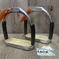 Flexi Stirrup Irons, grips *gc/air, clean, 1 v.stiff hinge, grips: discolored, rubbed & dirty
