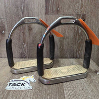 Flexi Stirrup Irons, grips *gc/air, clean, 1 v.stiff hinge, grips: discolored, rubbed & dirty
