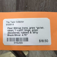 Flexi Stirrup Irons, grips *gc/air, clean, 1 v.stiff hinge, grips: discolored, rubbed & dirty
