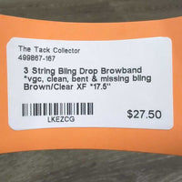 3 String Bling Drop Browband *vgc, clean, bent & missing bling
