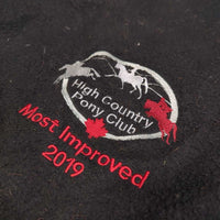 Fleece Saddle Cover "High Country Pony Club" embroidery *gc/fair, pilly, clumpy, mnr hair, v.stretched elastic
