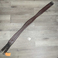 Narrow Padded Leather Girth, els *gc, clean, mnr dirt, rubs & scuffs, els: stretched, frayed & torn
