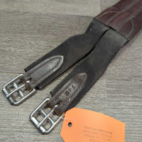 Narrow Padded Leather Girth, els *gc, clean, mnr dirt, rubs & scuffs, els: stretched, frayed & torn
