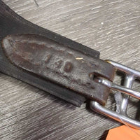 Narrow Padded Leather Girth, els *gc, clean, mnr dirt, rubs & scuffs, els: stretched, frayed & torn

