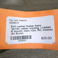 Soft Leather Rubber Reins *gc/fair, rubber: cracking, v.rubbed & smooth, clean, rubs, film, creases, dirt
