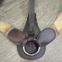 Leather & Elastic Breastplate, sheepskin cover, snaps *gc, stains, rubs, scrapes

