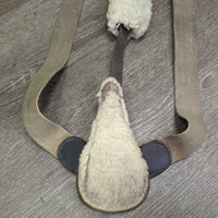 Leather & Elastic Breastplate, sheepskin cover, snaps *gc, stains, rubs, scrapes
