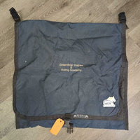 Stall Mount Hanging Cordura Bandage Holder, Mesh Lining "Greenbriar Stables" *vgc/gc, dirty, stains, mnr hay & rubs, older
