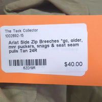Side Zip Breeches *gc, older, mnr puckers, snags & seat seam pulls
